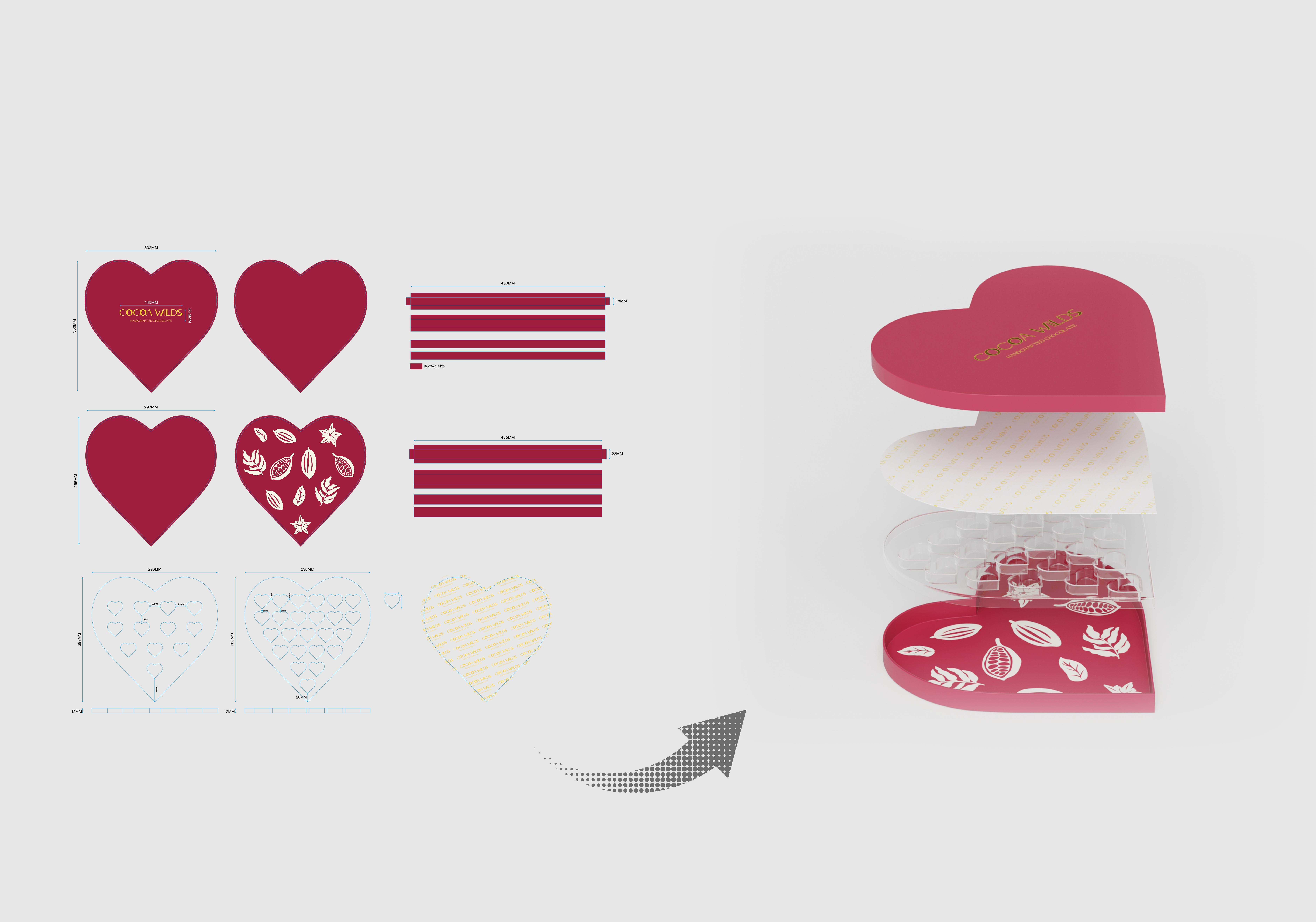 Cocoa Wilds heart shape specialty packaging